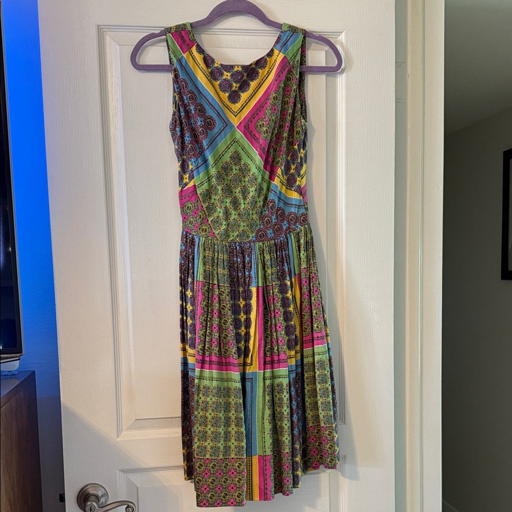 Vintage Multicolor Sleeveless Women's Dress